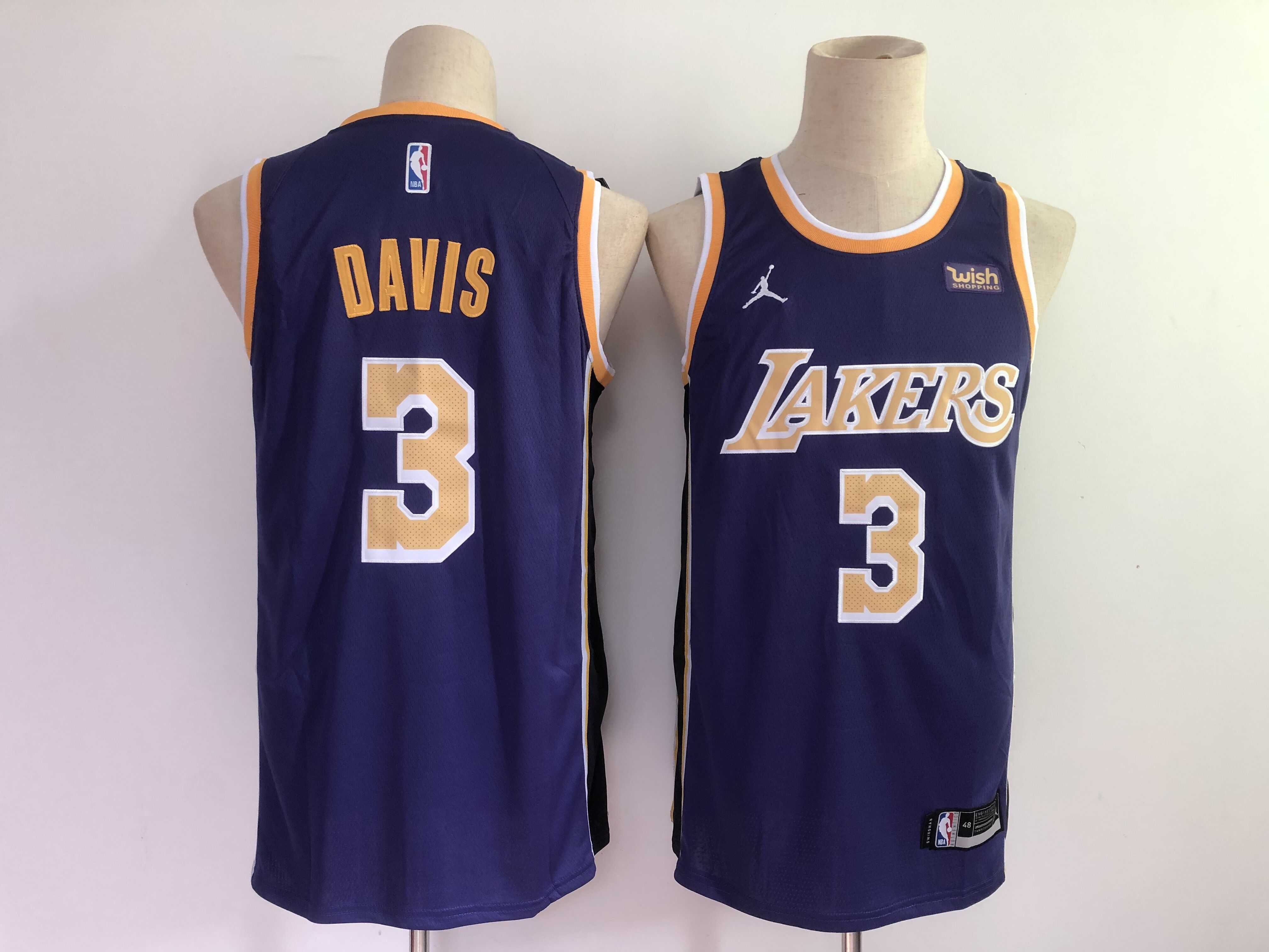 Men Los Angeles Lakers 3 Davis Purple Jordan mark 2021 NBA Jersey